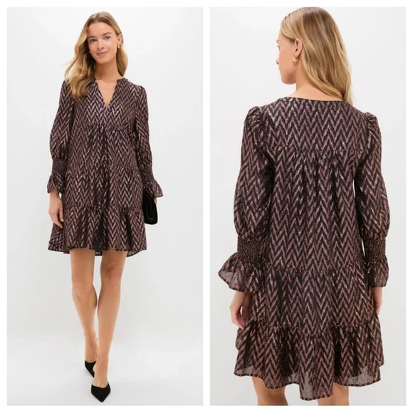 Pomander Place Metallic Ikat Kenzo Dress Mini Flutter Smocked Ruffle Tuckernuck - Picture 1 of 7